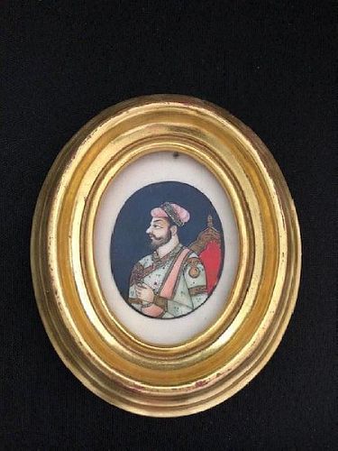Mughal Indian Portrait of a noble on Plaque