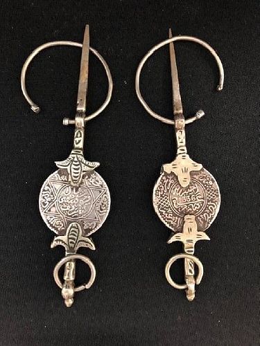 Pair of Silver Pendants with writing and date