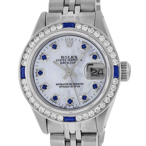 Rolex Ladies Datejust Watch SS & 18K White Gold MOP