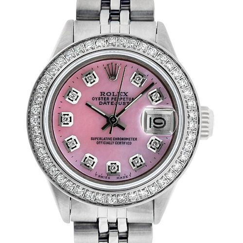 Rolex Ladies Datejust Watch Stainless Steel Pink MOP