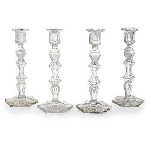 MATCHED SET OF FOUR CUT-GLASS CANDLESTICKS, ATTRIBUTED