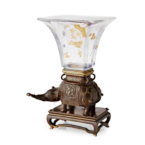 BACCARAT 'JAPONISME' GILT GLASS AND PATINATED BRONZE