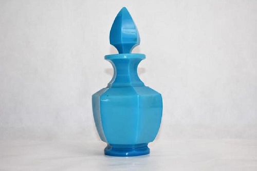 French Blue Opaline Bottle 18 cm