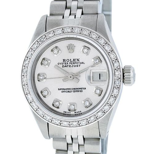 Rolex Ladies Datejust Watch SS/18K White Gold Silver