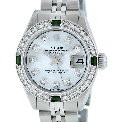 Rolex Ladies Datejust Watch SS/18K White Gold Mother of