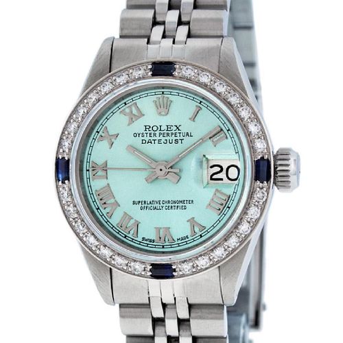 Rolex Ladies Datejust Watch SS/18K White Gold Ice Blue