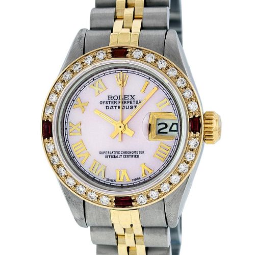 Rolex Ladies Datejust Watch SS/18K Yellow GoldPink MOP