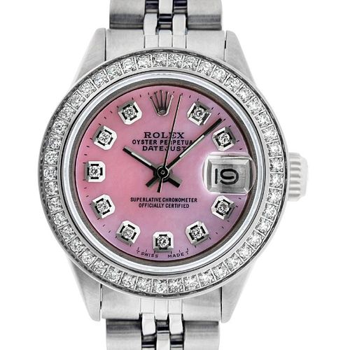 Rolex Ladies Datejust Watch Stainless Steel Pink MOP