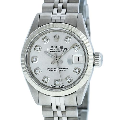 Rolex Ladies Datejust Watch SS & White Gold Silver