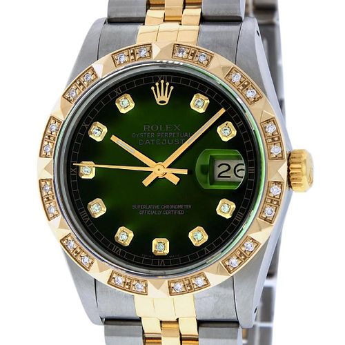 Rolex Mens Datejust 16013 Watch SS/18K Yellow Gold