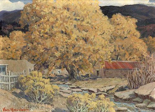 Carl Von Hassler | 1887 - 1969 | Cottonwoods, Fall Scene, Northern New Mexico (desc)
