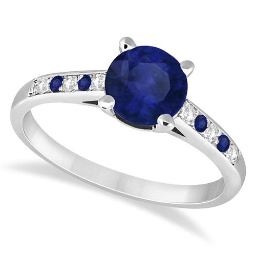 CATHEDRAL BLUE SAPPHIRE & DIAMOND ENGAGEMENT RING 14K