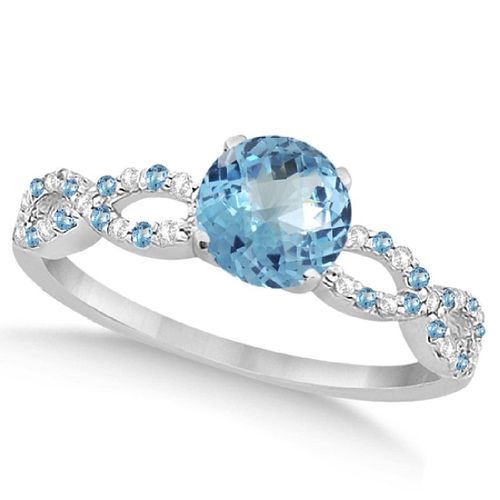 DIAMOND & BLUE TOPAZ INFINITY ENGAGEMENT RING 14K WHITE