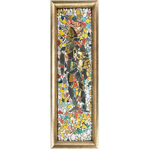 WAYLANDE GREGORY Rare mosaic, "Jungle Warrior"