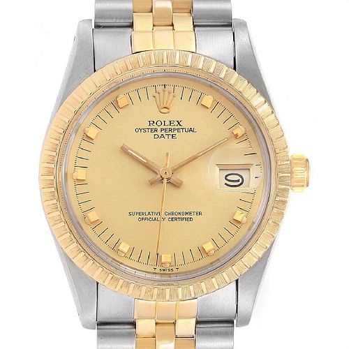 Rolex Date Mens Stainless Steel 18k Yellow Gold Watch