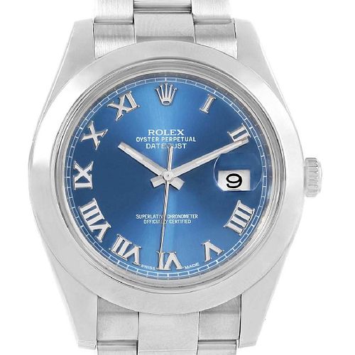 Rolex Datejust II 41mm Steel Blue Roman Dial Watch