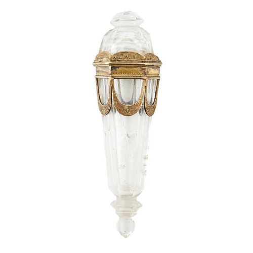 FRENCH ROCK CRYSTAL AND GILT METAL MOUNTED SCENT BOTTLE