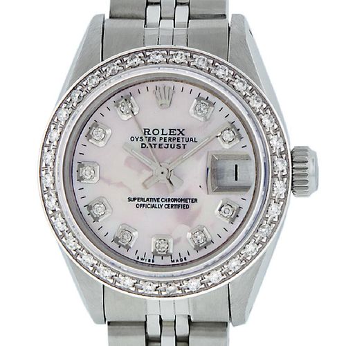 Rolex Ladies Datejust Watch SS/18K White Gold Pink