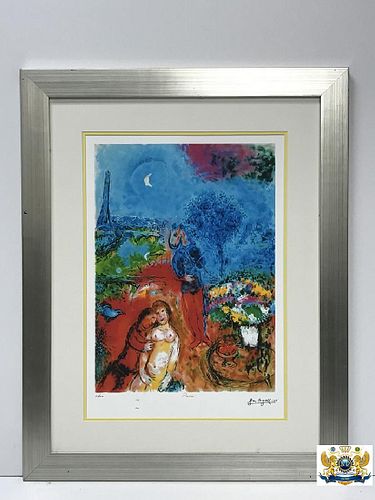 After Marc Chagall Eiffel Tower Serenade Lithograph
