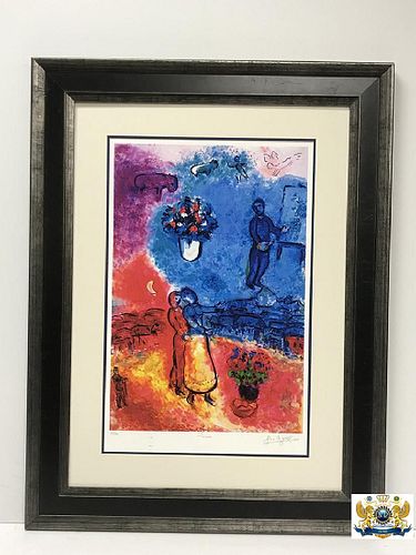 After Marc Chagall Artist Over Vitebsk Lithograph
