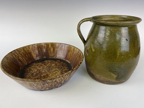 Redware Pitcher and Pan