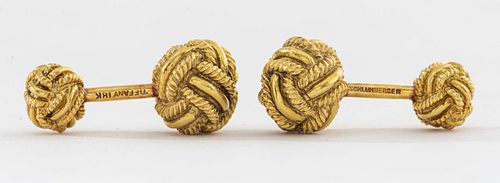 Tiffany & Co. Schlumberger 18K Gold Knot Cufflinks