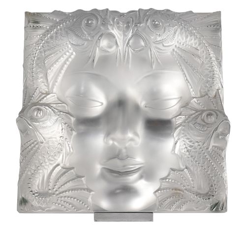 Lalique 'Masque de Femme' Crystal Panel