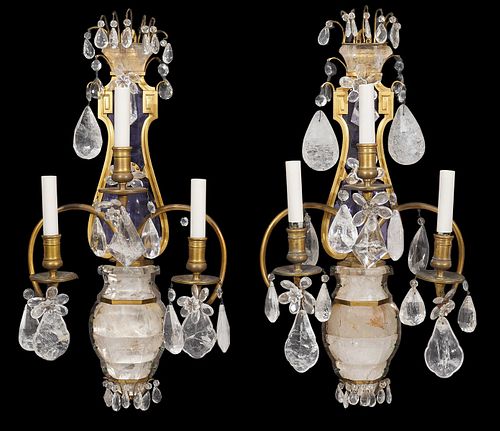 Superb Pair of E.F. Caldwell Rock Crystal Sconces