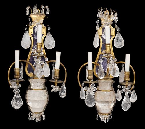 Fine Pair of Rock Crystal Sconces by E.F. Caldwell