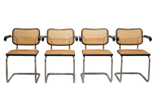 4 Marcel Breuer 'Cesca' Arm Chairs for Knoll