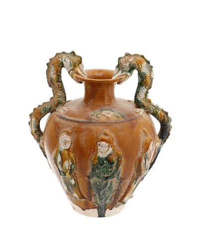 A Chinese Tang-style sancai glazed amphora
