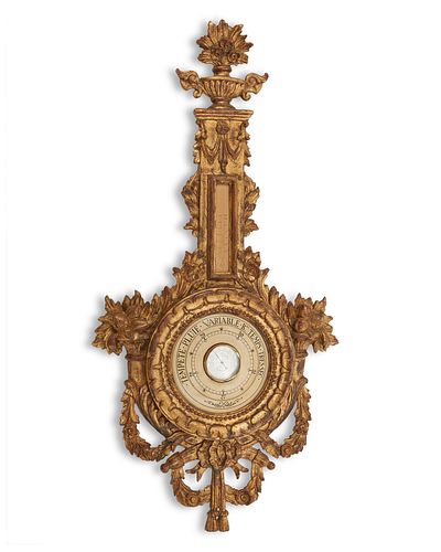 An Italian carved giltwood barometer