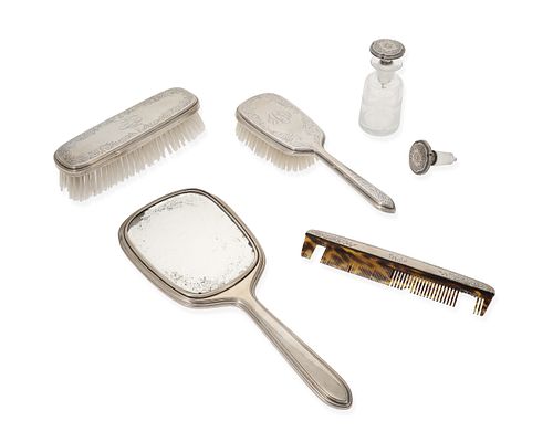 A group of sterling silver vanity items