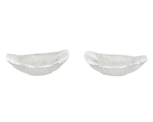 A near-pair of Lalique "Nancy" crystal ashtrays