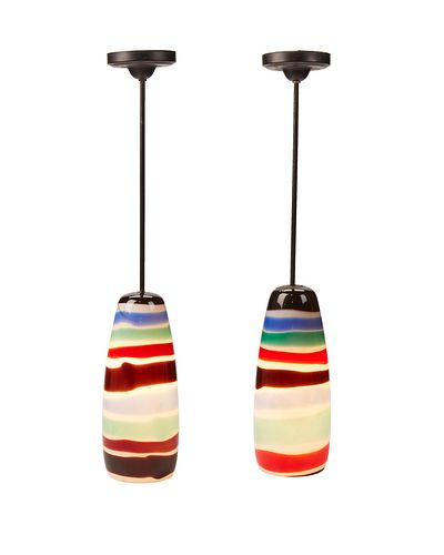 Two Murano glass pendant lights