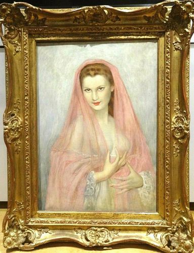 Portrait Lady Wearing A Pink Veil