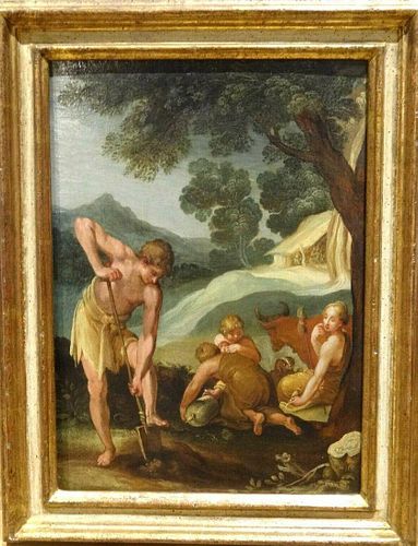 Adam & Eve Antique Oil Painting