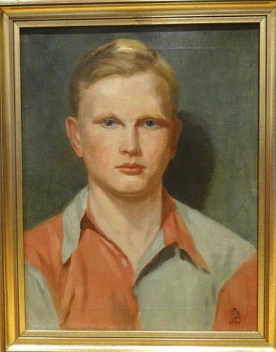 Young Rugby Player Portrait Antique Painting