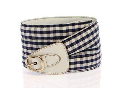 DOLCE & GABBANA Blue Cotton Leather Logo Waist Belt