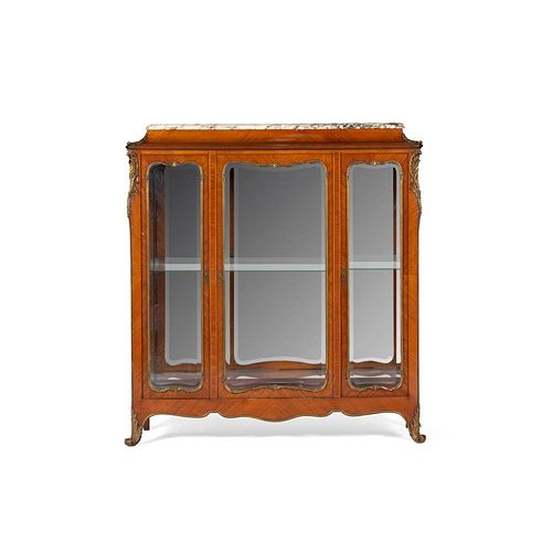 LOUIS XV STYLE KINGWOOD MARBLE TOP DISPLAY CABINET