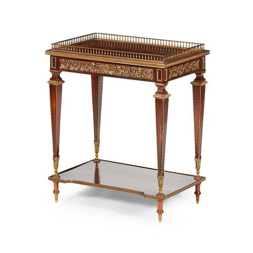 LOUIS XVI STYLE ROSEWOOD, GILT BRONZE AND BRASS MOUNTED