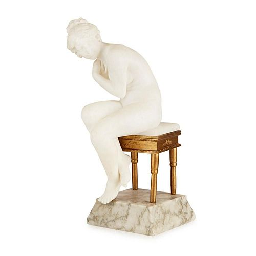 ITALIAN CARVED WHITE MARBLE FIGURE