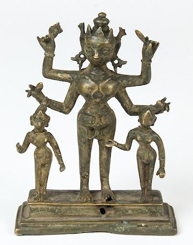 Bronze Statue of Vishnu w/Consorts, Ca. 1750