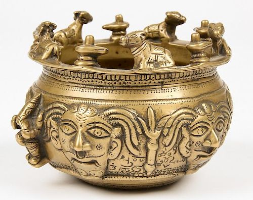 Fine Bronze Shiva Bowl, C. 1800