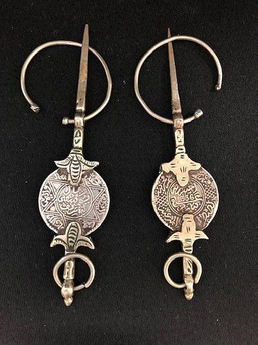 PAIR OF SILVER PENDANTS WITH WRITING AND DATE