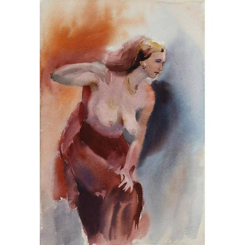 Eve Nethercott, Posing Nude (62), Watercolor