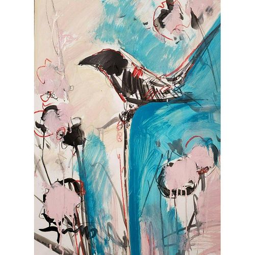 Original Bird Expressionism Acrylic Painting on Paper