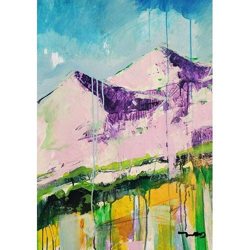 Original Mountains Expressionism Acrylic Painting on