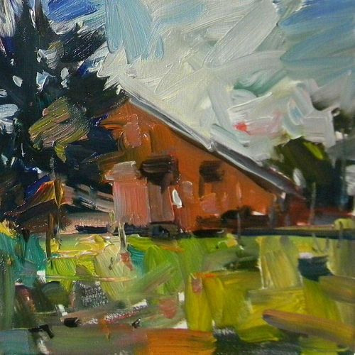 Impressionism Oil Painting Woods Field Cabin Landscapes