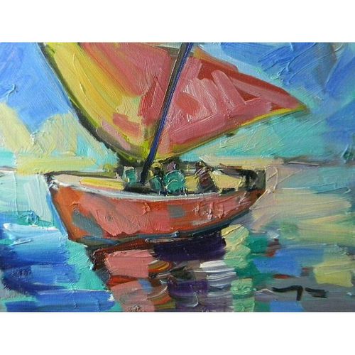 Original Sailboat Oil Painting